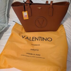 Valentino Brown Leather Tote Bag